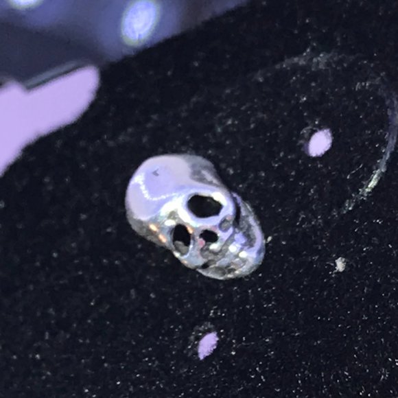 Tiny Sterling Silver Skull Post Earrings - Picture 1 of 7